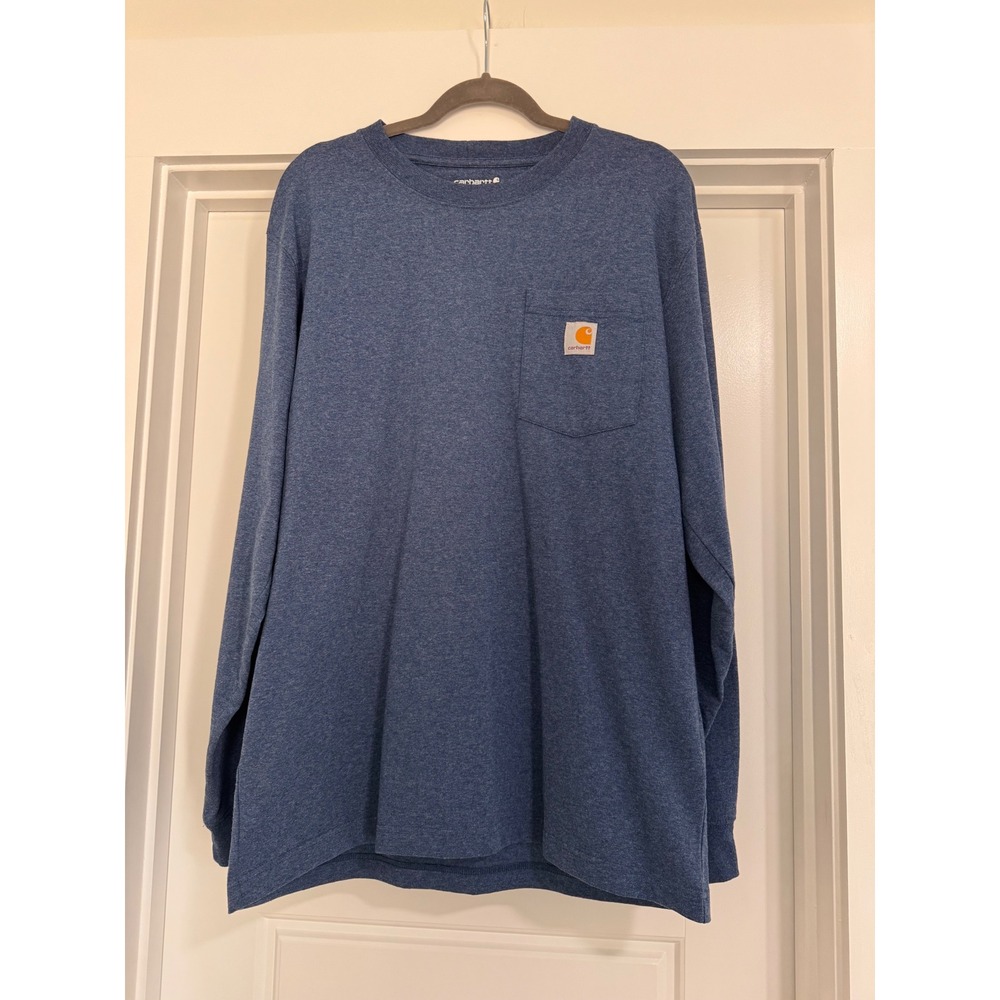 Carhartt Mens Loose Fit‎ Long Sleeve Pocket T-Shirt Blue Heather K126 413 Medium - Picture 3 of 12